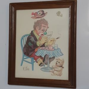K CHIN HOBO Clown Litho Art 3 Picture Wall hanging Circus decor